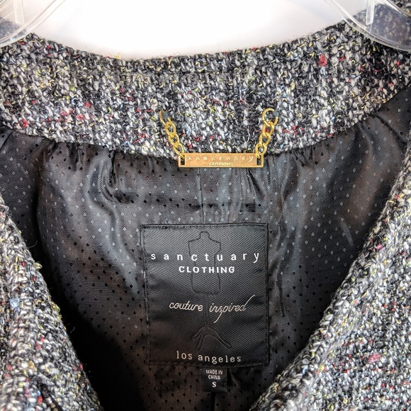 SANCTUARY Black & Confetti Tweed Full Zip Blazer or Jacket - Picture 5 of 8